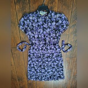 Vintage 70s Zizi sheer purple floral dress Size M